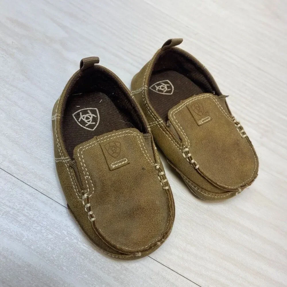 Ariat Brown Print‎ Slip-On Shoes  Sole Fabric Unisex Baby Toddler